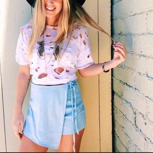 LF wrap chambray skort